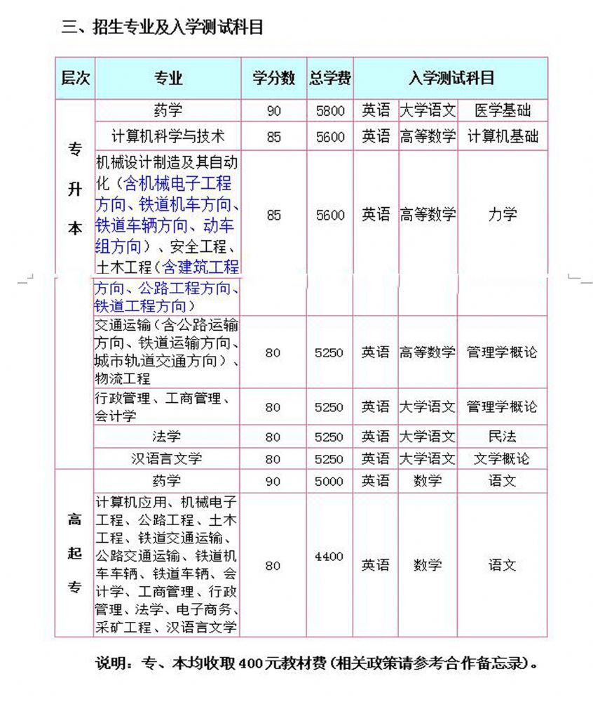 中南大学2017年春季收费标准